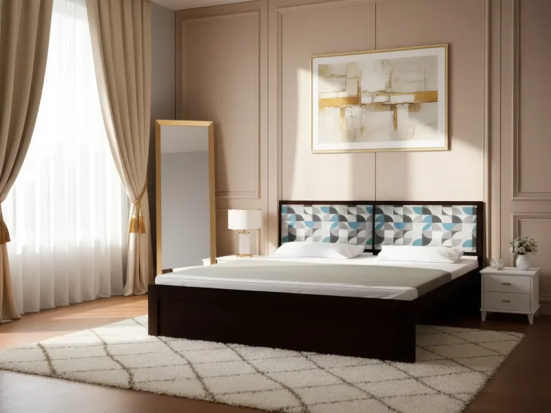 Mosaic Solid Wood King Size Double Bed